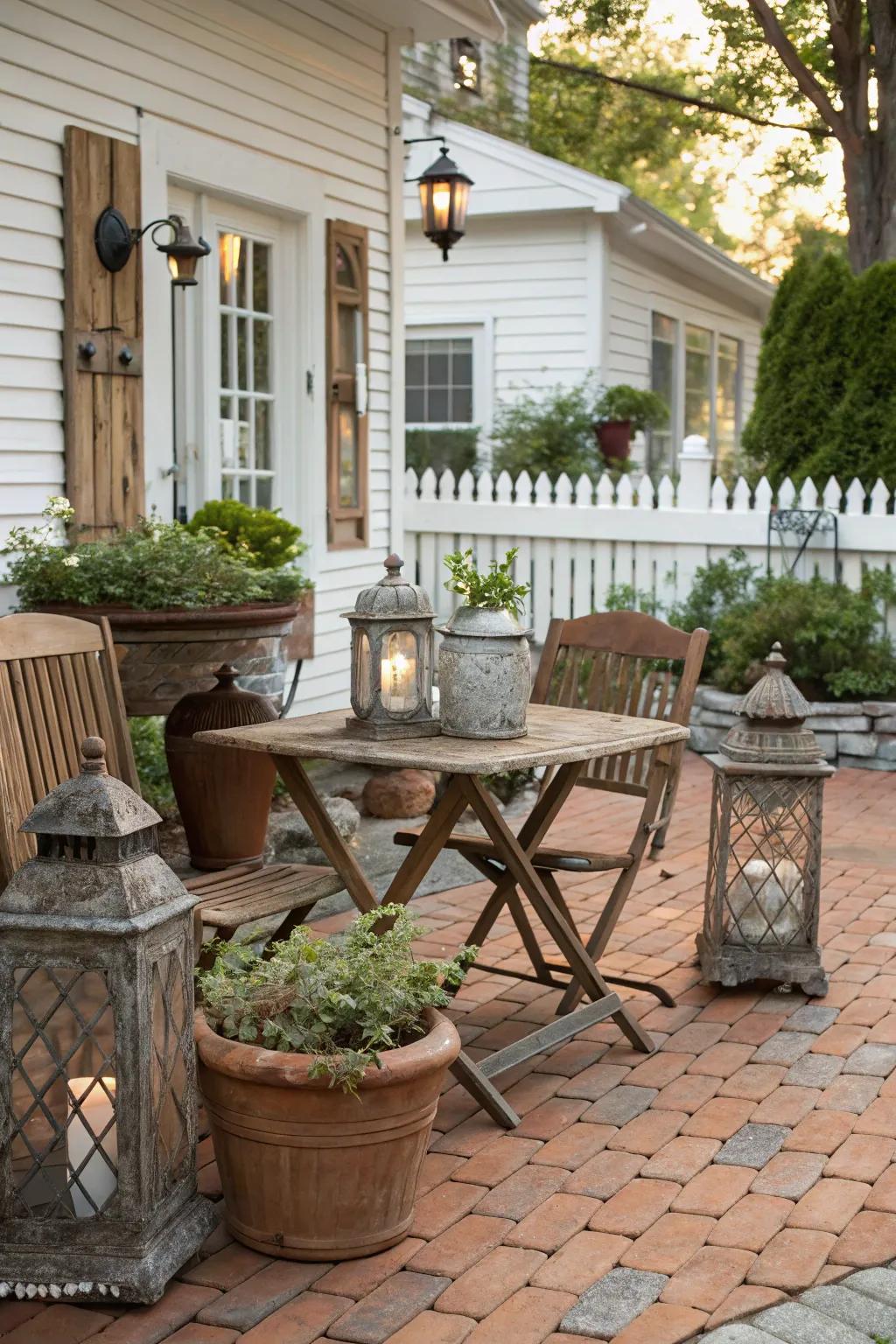 Brick-look tiles bring a timeless, classic charm to patios.