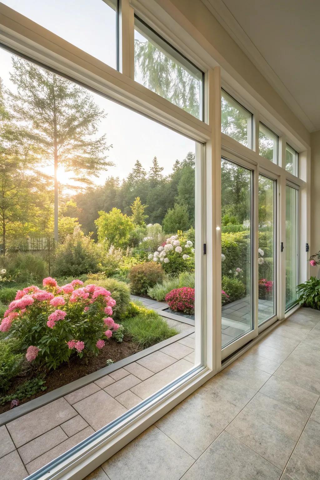 Energy-efficient windows keeping the indoor space cool and cost-effective.