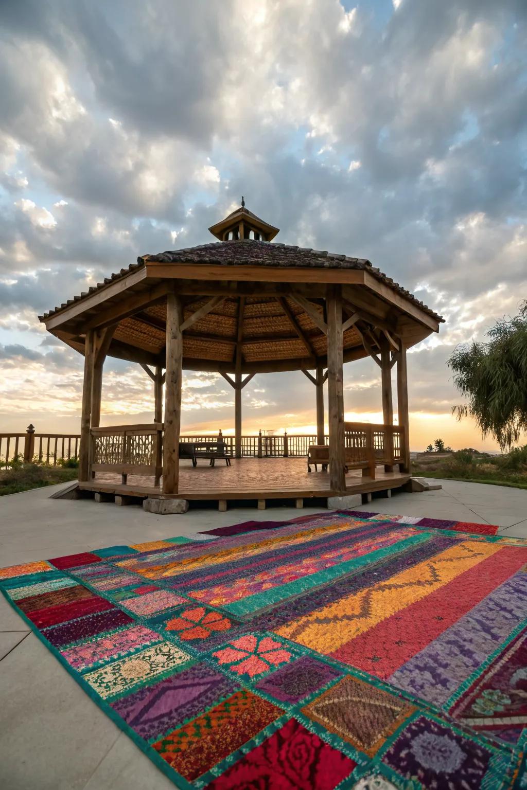 Outdoor rugs can add both comfort and a splash of color.