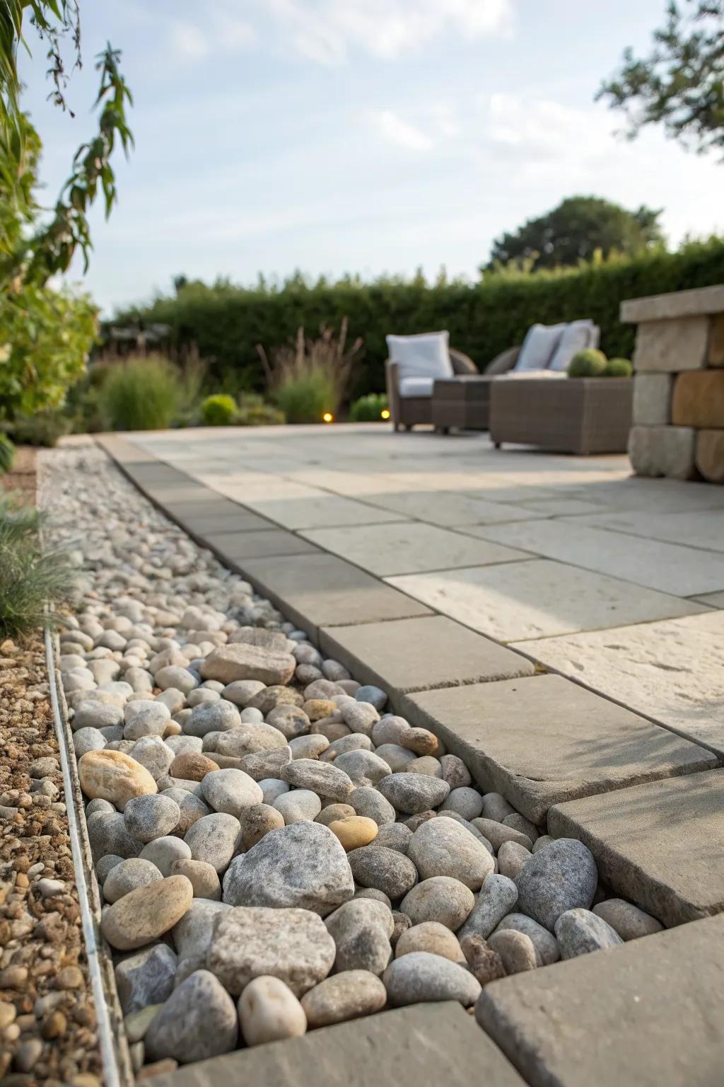 Mixing materials adds texture and defines spaces.