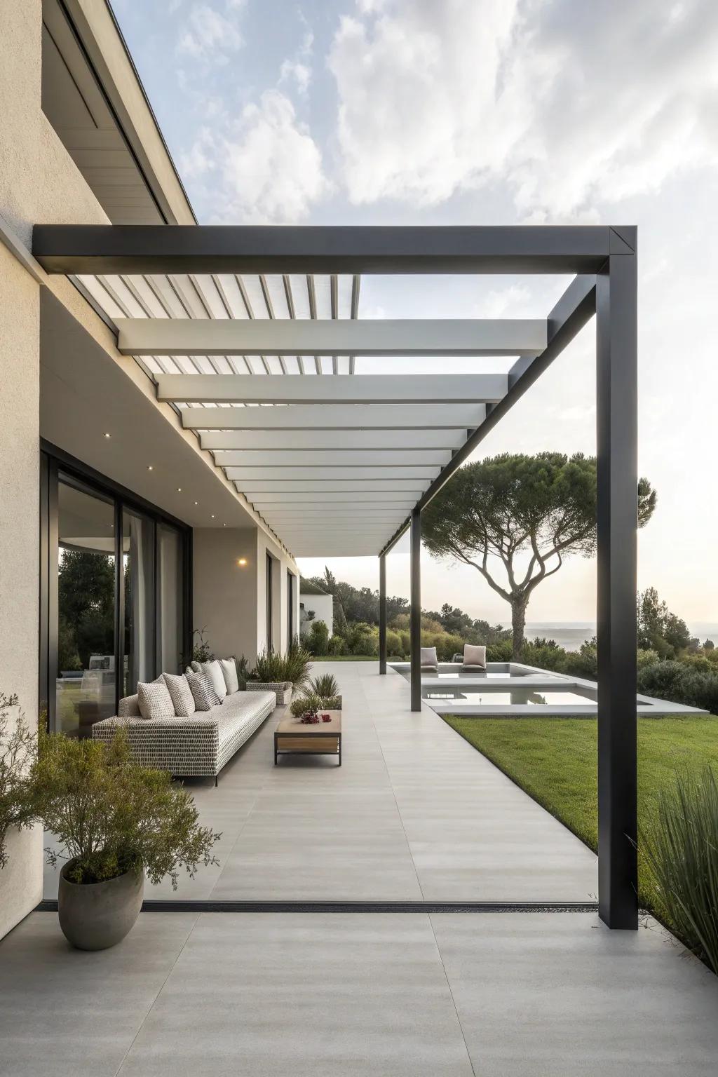 Achieve modern elegance with a minimalist pergola design.