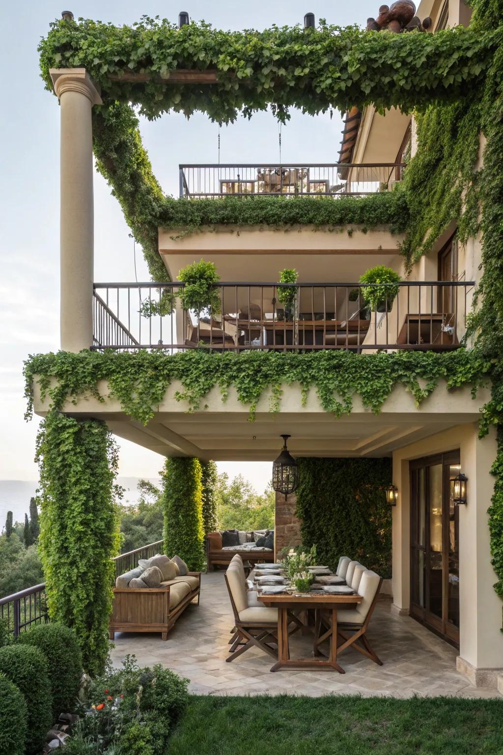 A multi-level pergola offering diverse outdoor spaces.