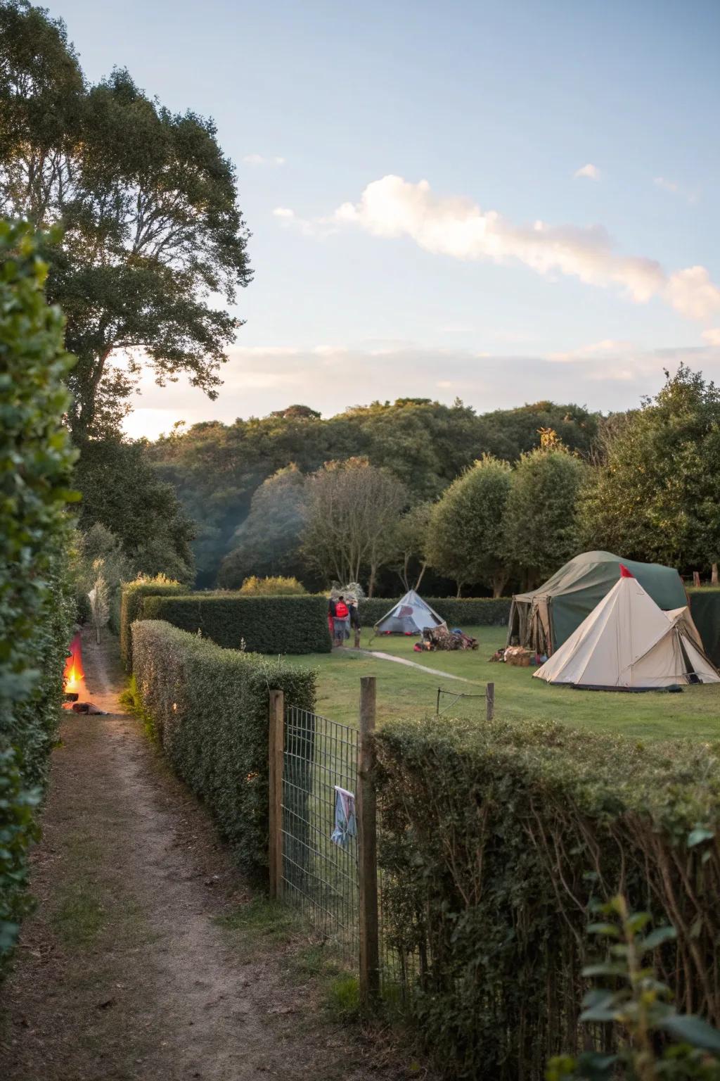 Add privacy to your campsite with screens and natural barriers.