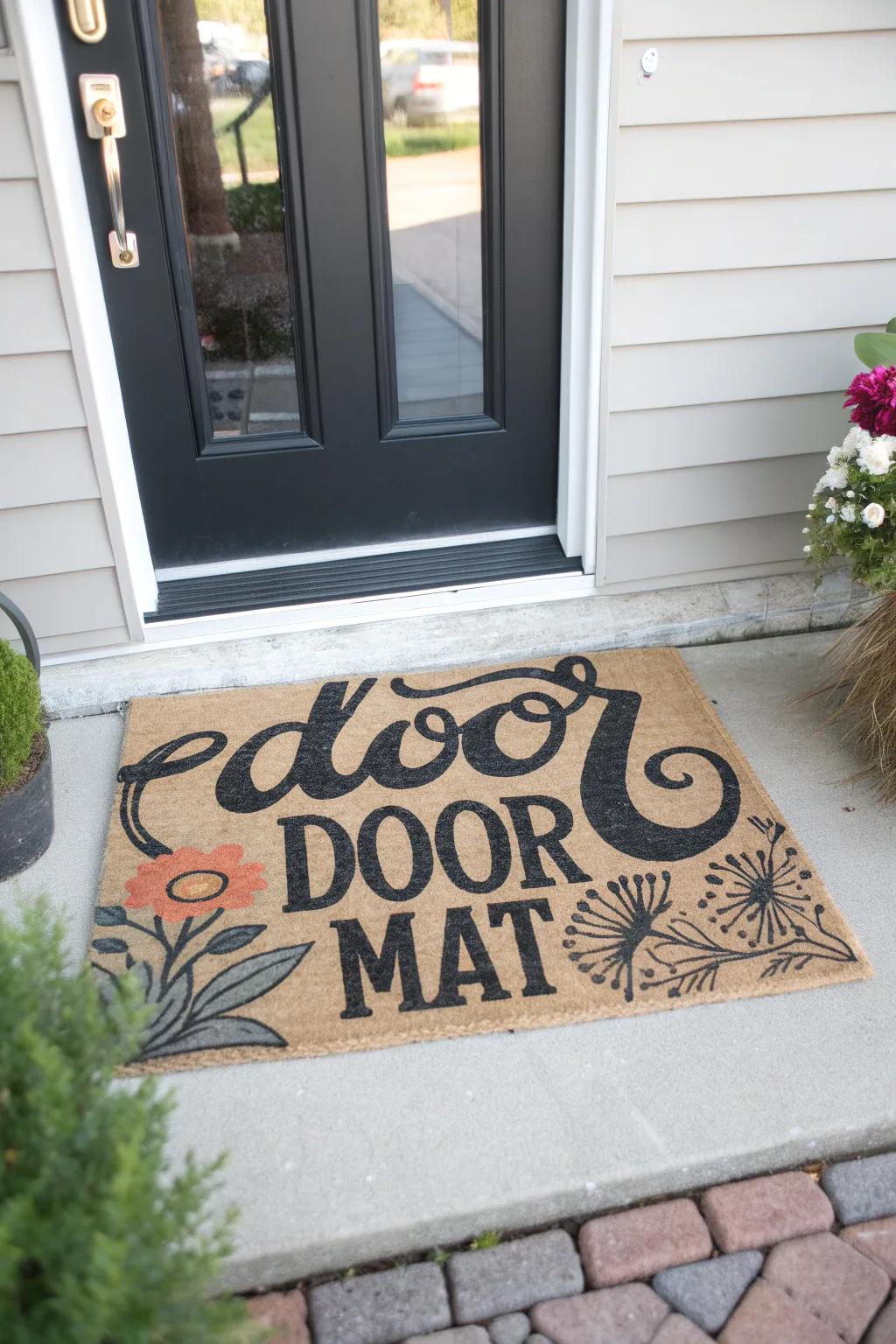 A door mat with a stylish layout making a statement.