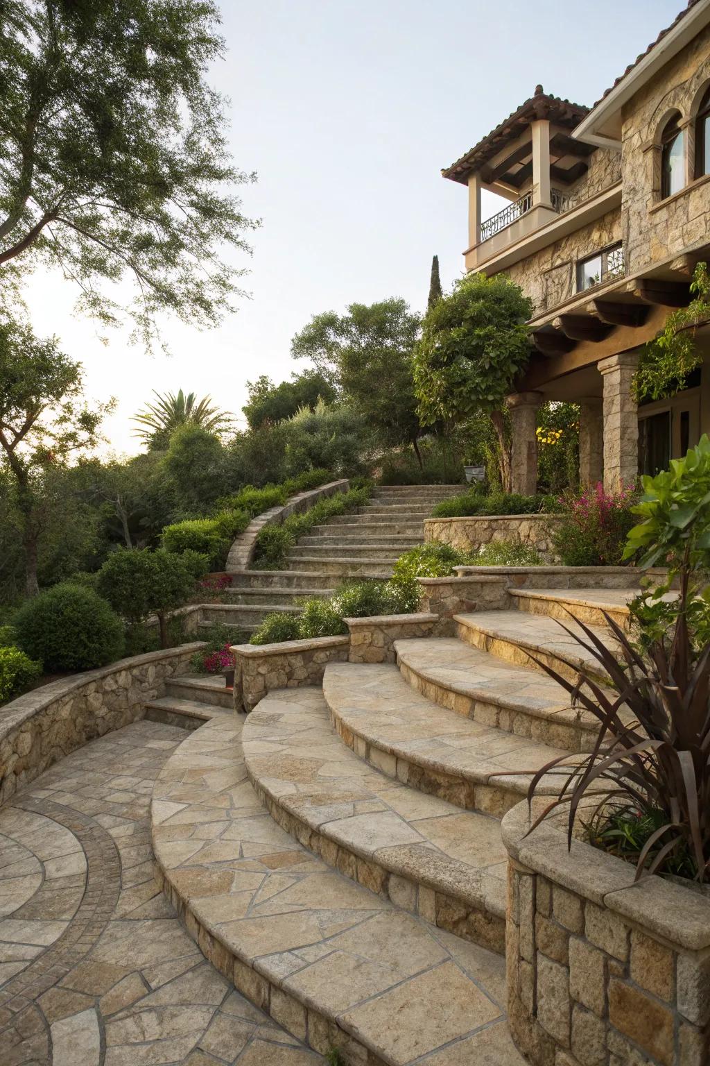 Elevated patio design for added interest and functionality.