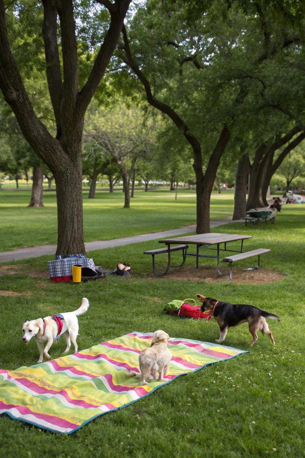 Including furry friends adds an extra layer of fun to the picnic.