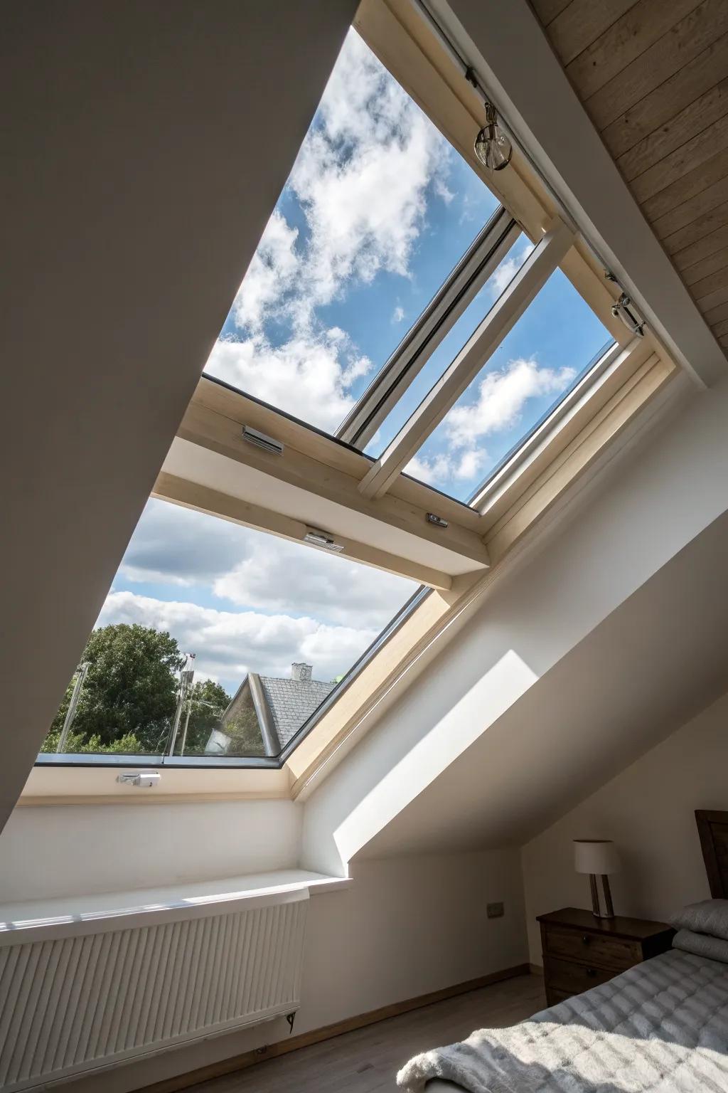 A ventilated skylight offering a blend of light and fresh air.