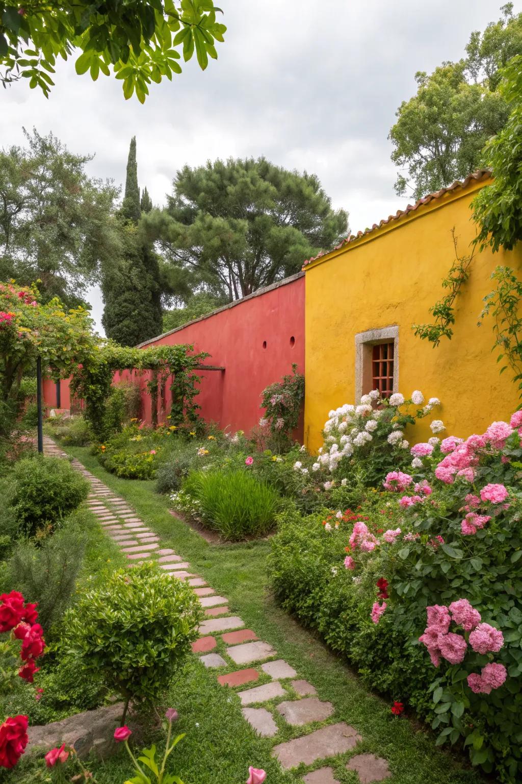 Vibrant paint adding color without plants.