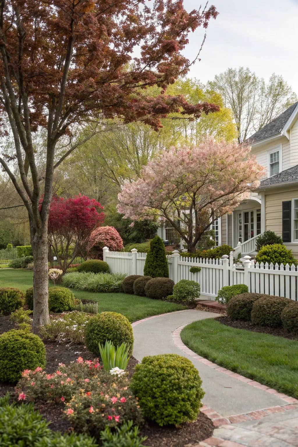 Use ornamental trees for striking focal points.