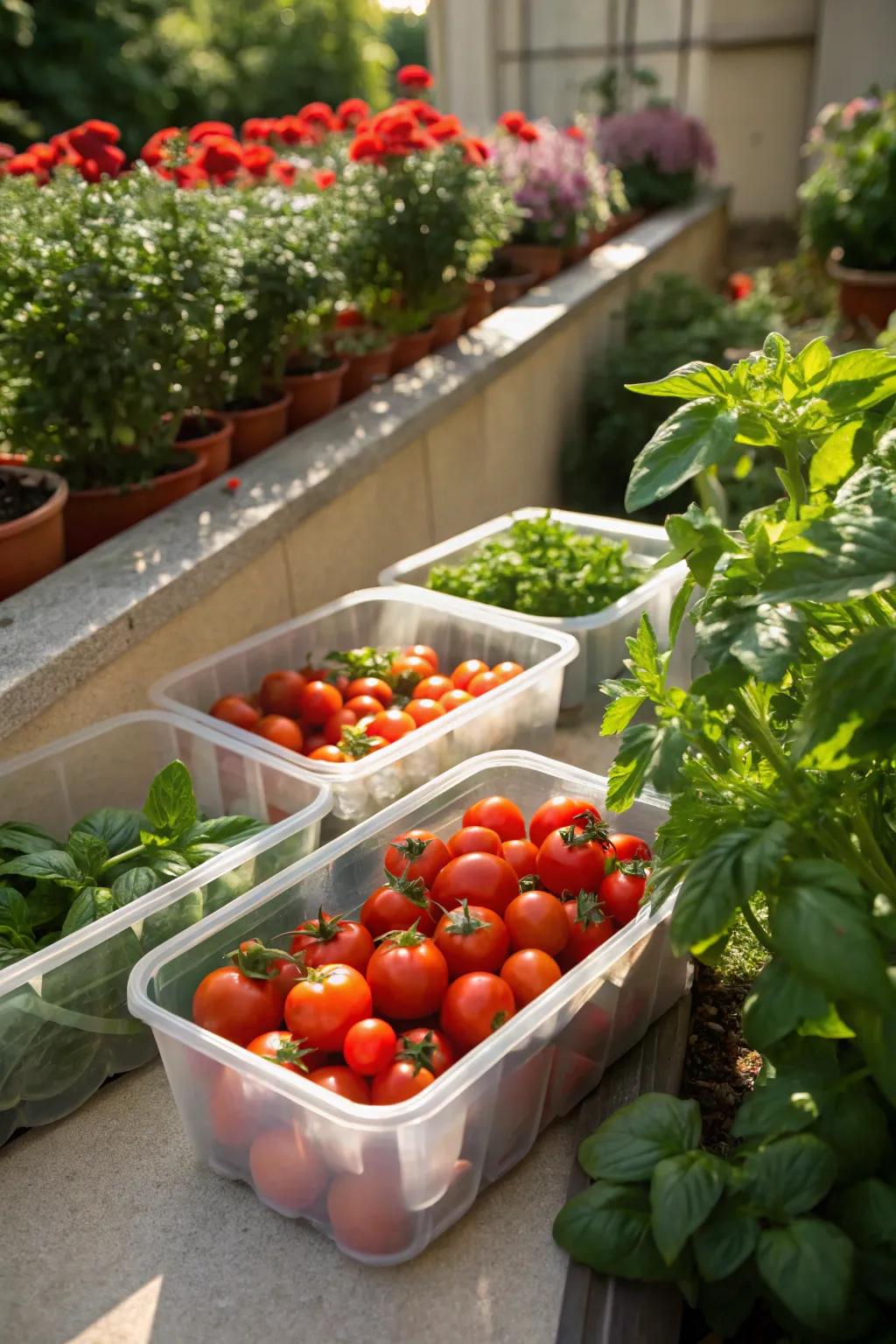 Cultivate your own edible garden with plastic containers.