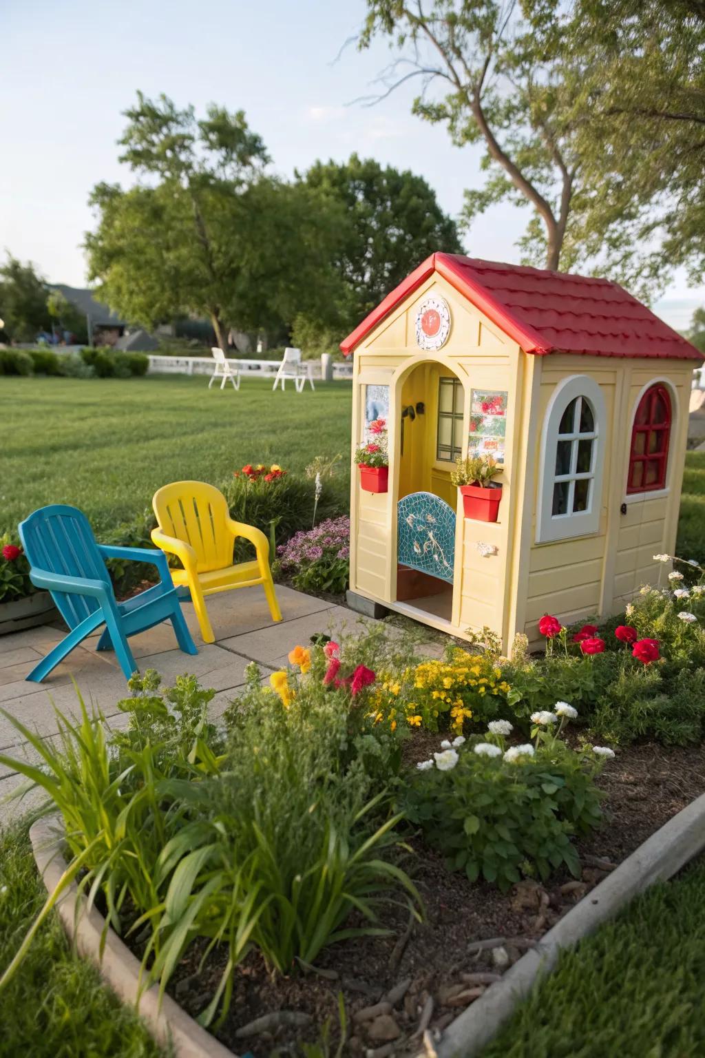 Outdoor seating creates a perfect spot for stories and snacks.