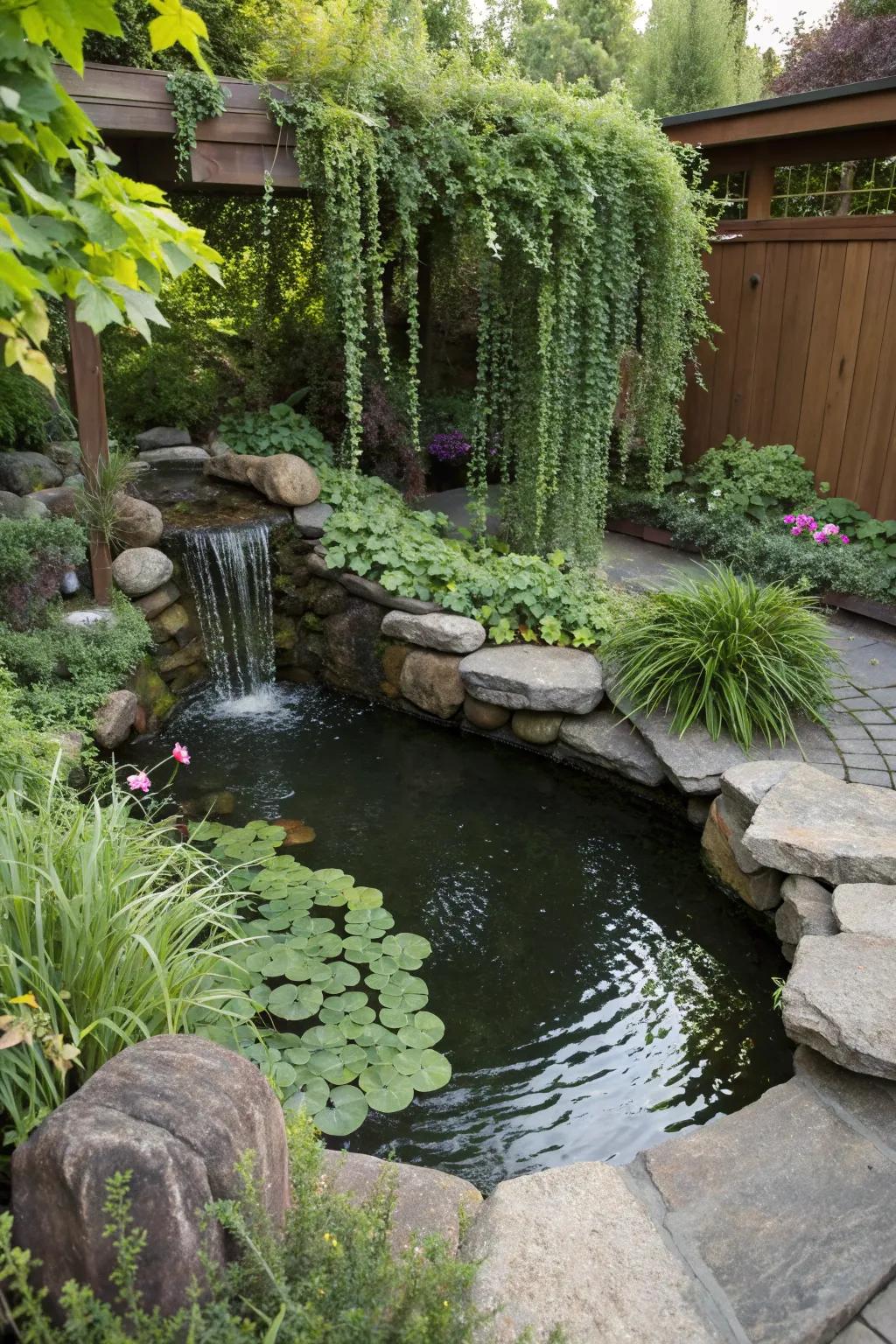 Tear-drop ponds add a whimsical charm to garden designs.