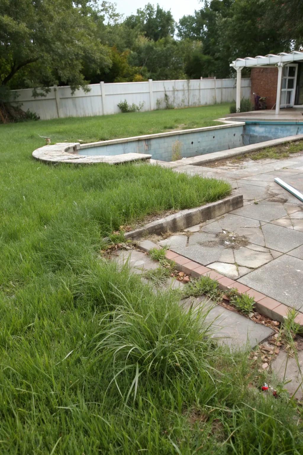 Seamless lawn where the pool used to be.