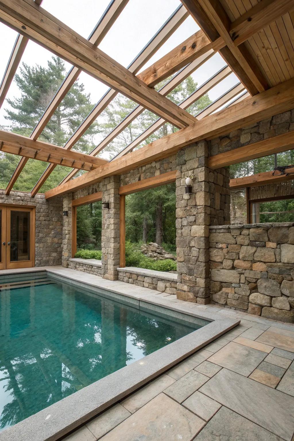 Natural materials can seamlessly blend your pool area with its surroundings.