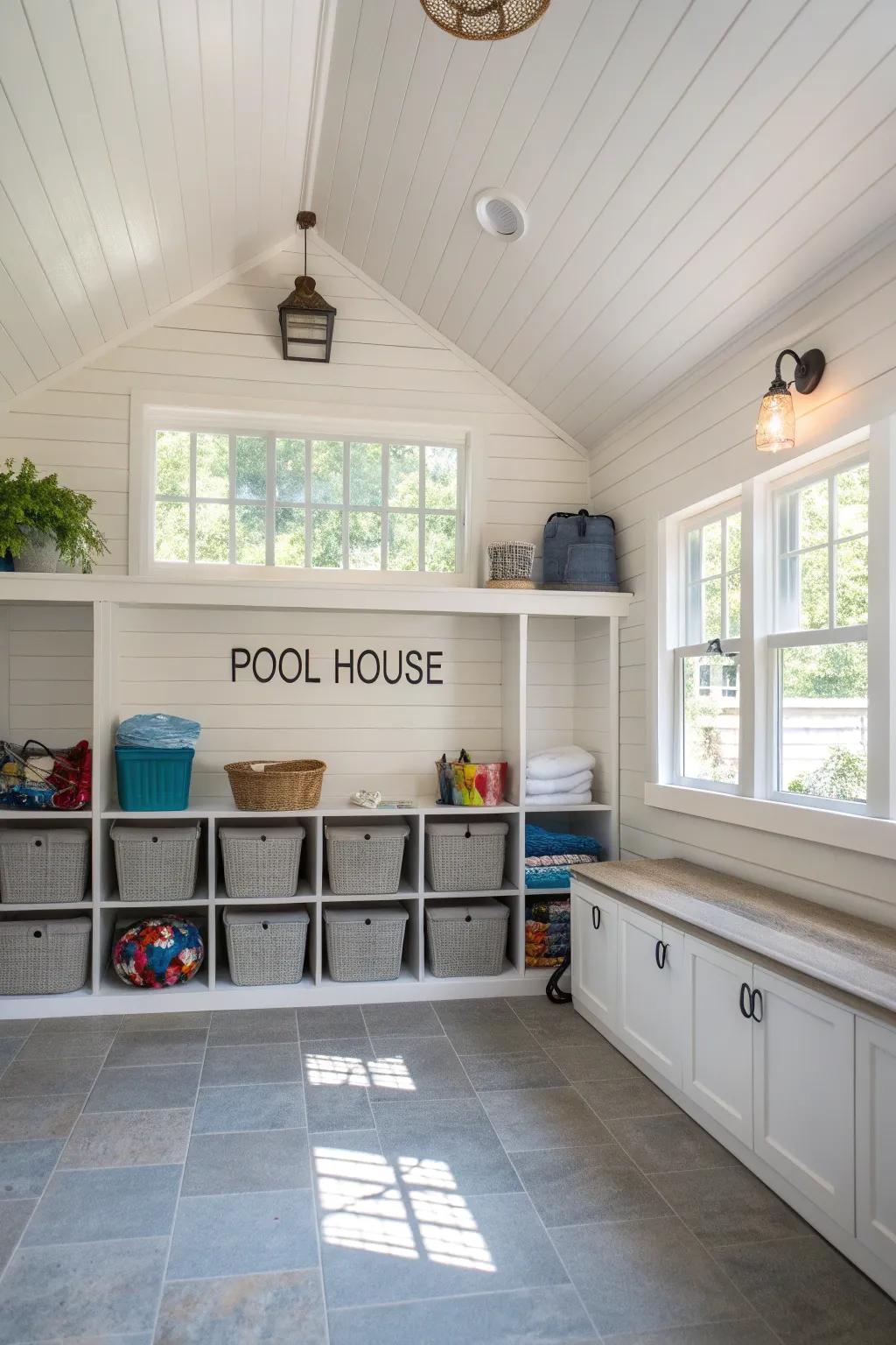 Dedicated sections keep your pool gear organized and easy to find.