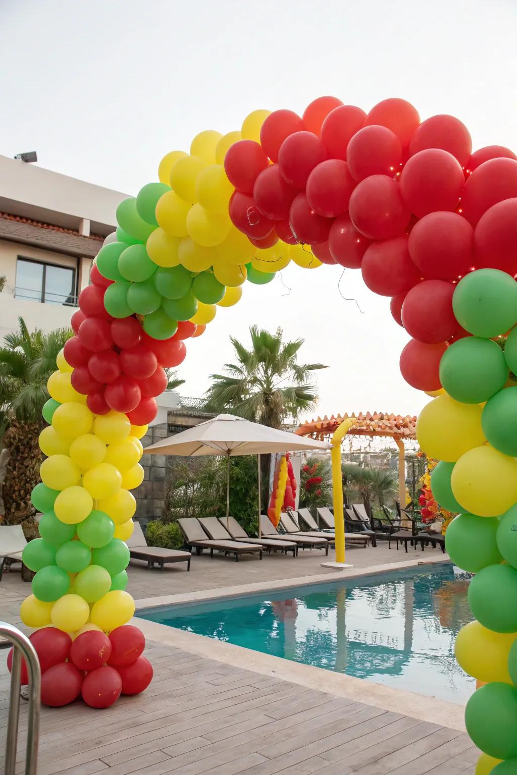 Heat up your party with a fiesta flair balloon arch.