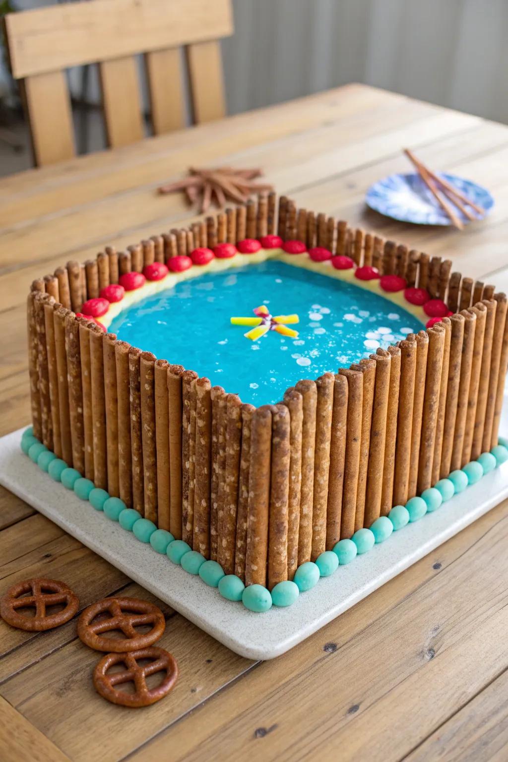 Rustic beach scene with pretzel stick fences.
