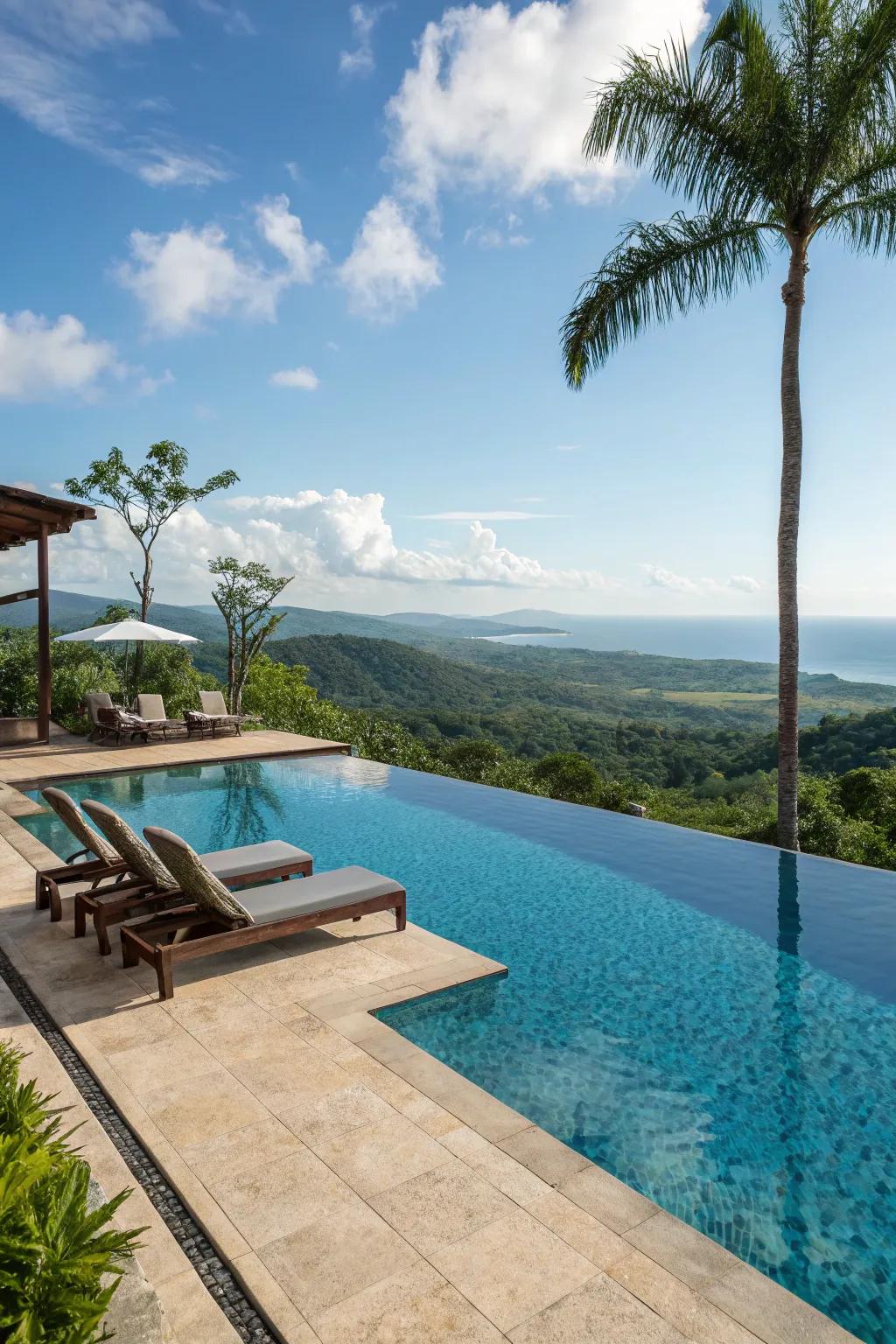 Experience luxury with a striking infinity pool in your backyard.