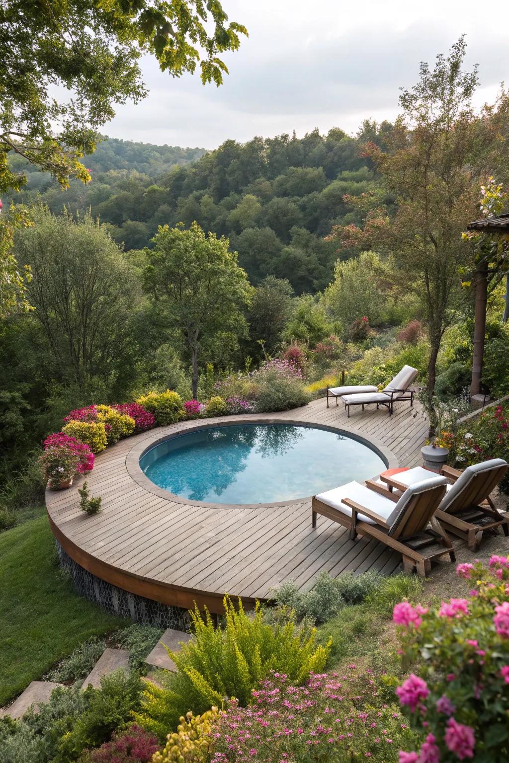 Create a social hub with a circular pool.