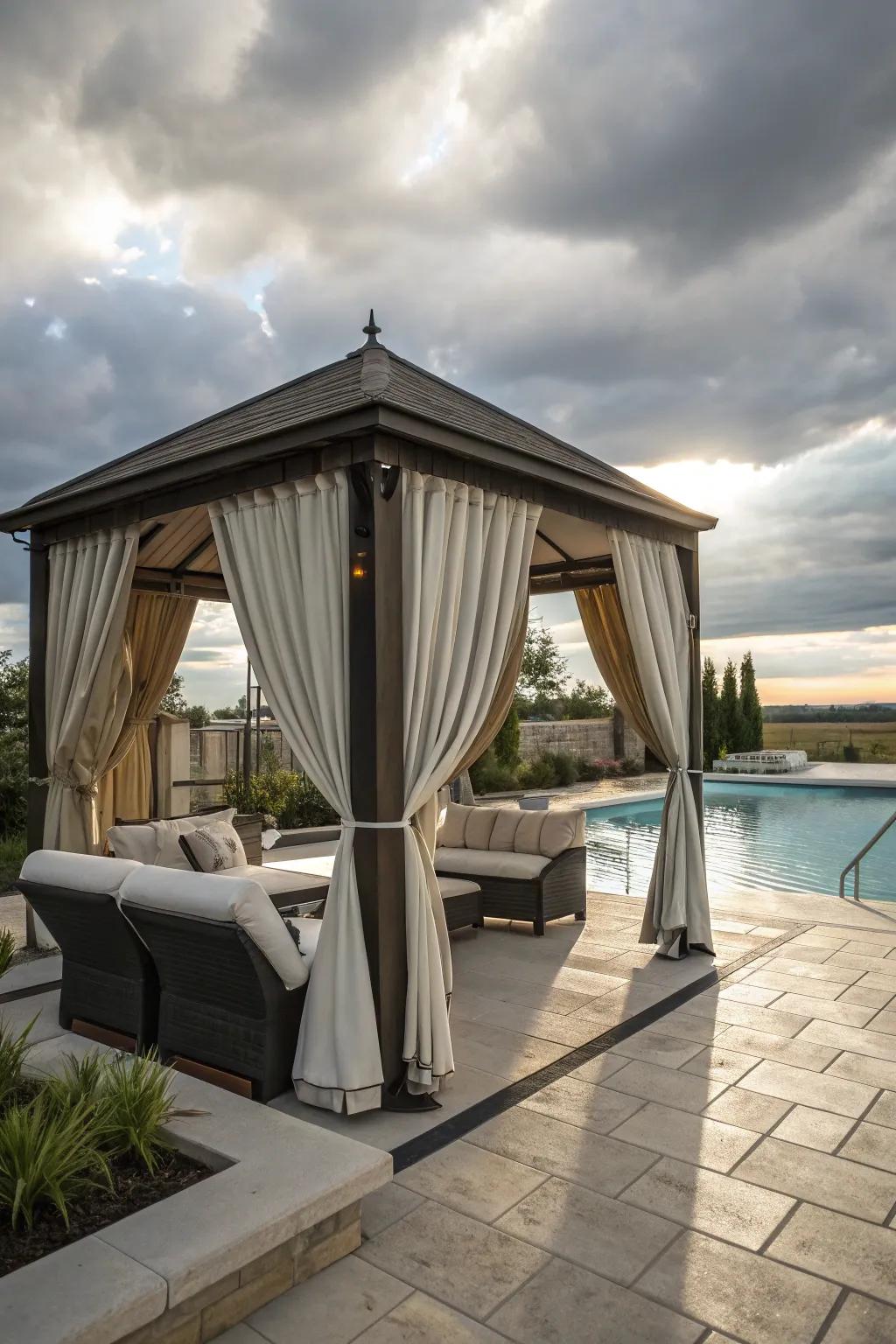 Cabana vibes: Relax in style by the pool.