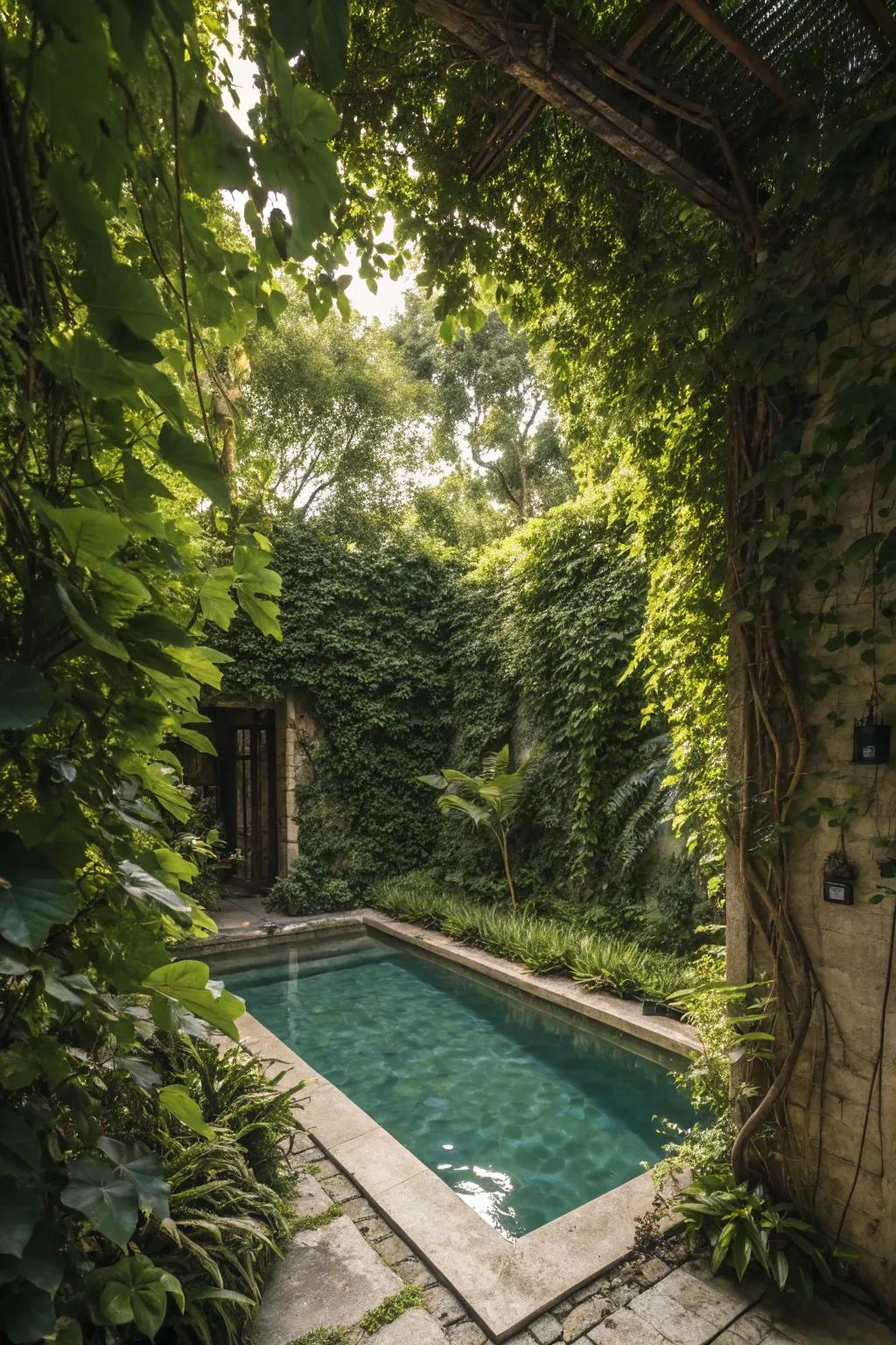 A secret garden poolscape offers a private and enchanting retreat.