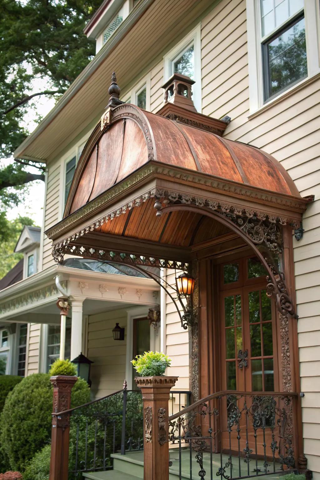 Timeless elegance with a copper canopy.