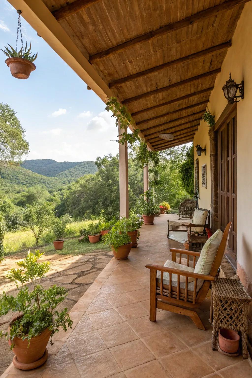 Earthy colors for a calming porch atmosphere.
