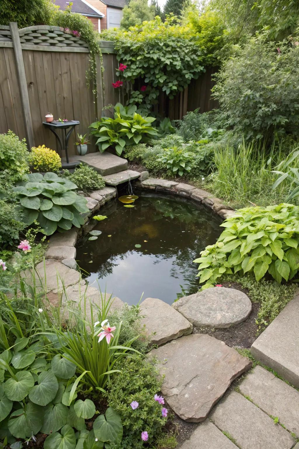 A compact preformed pond making a big impression in a small space.