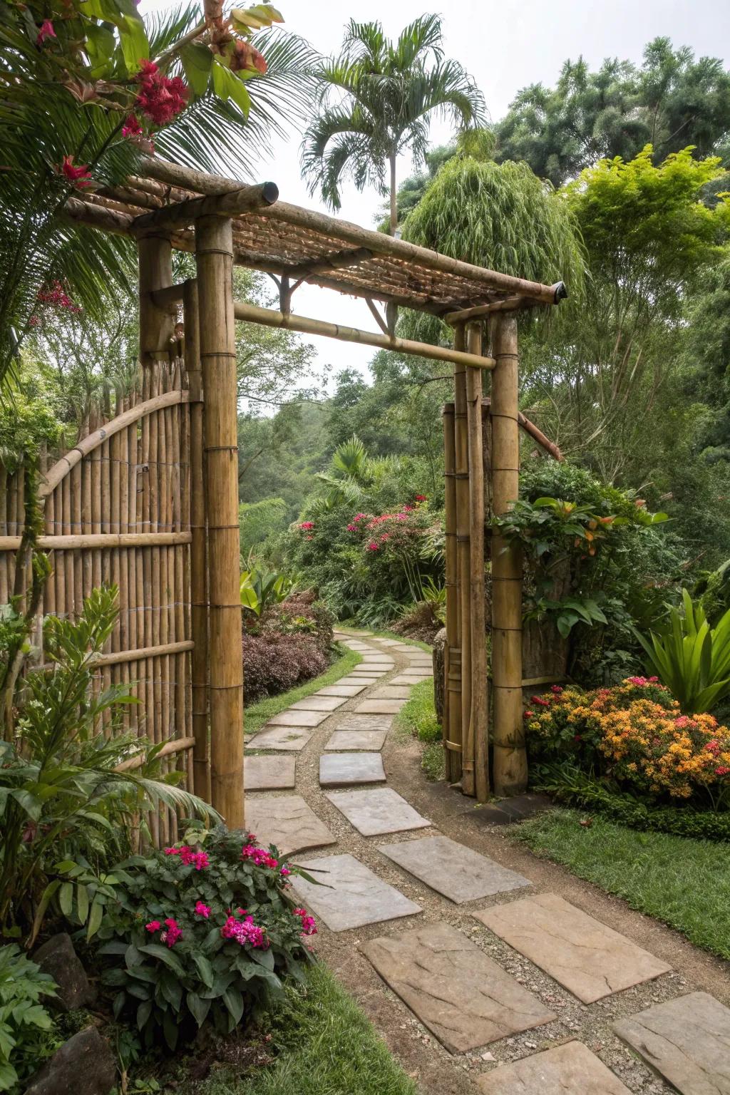 Bamboo gates offer an eco-friendly and exotic touch to your entrance.