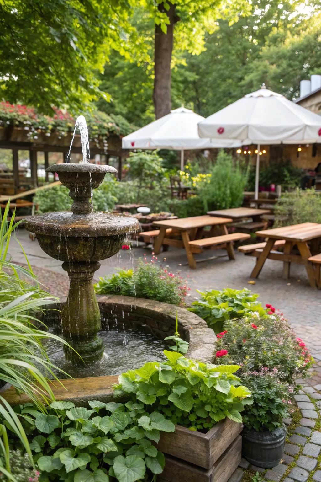 A water feature adds tranquility and a soothing sound to your garden.
