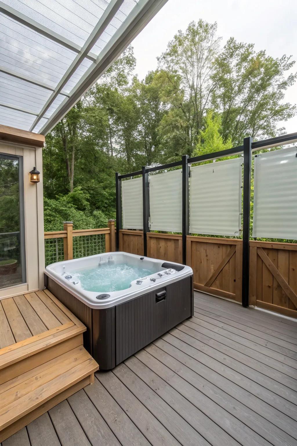 Relax in style with a hot tub on your deck.
