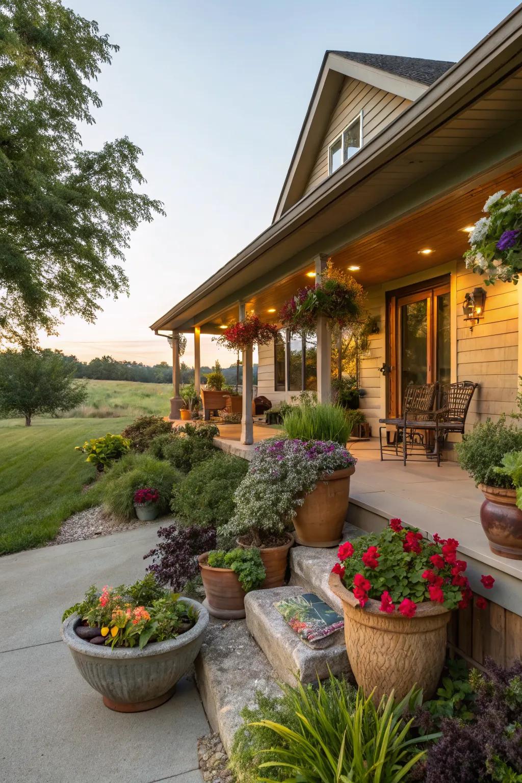 Potted plants add height and seasonal interest to your garden.
