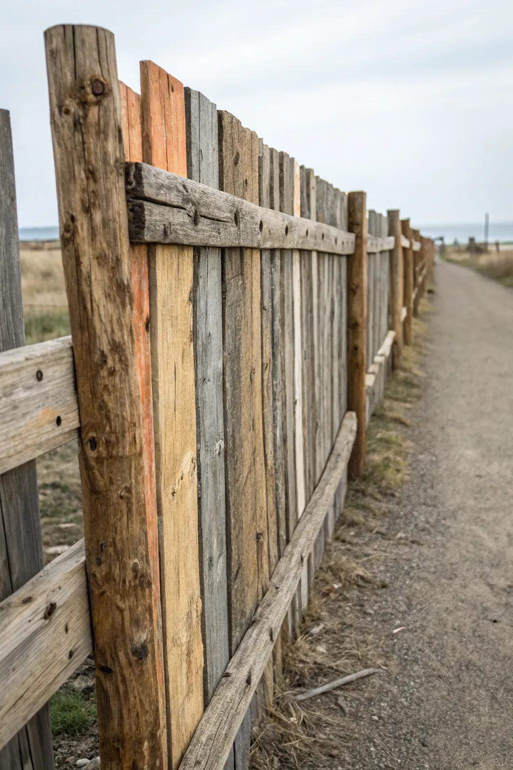 Reclaimed wood adds character and sustainability to fencing.