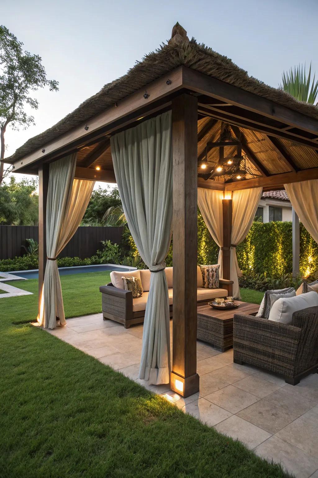A cabana offers both style and shade.