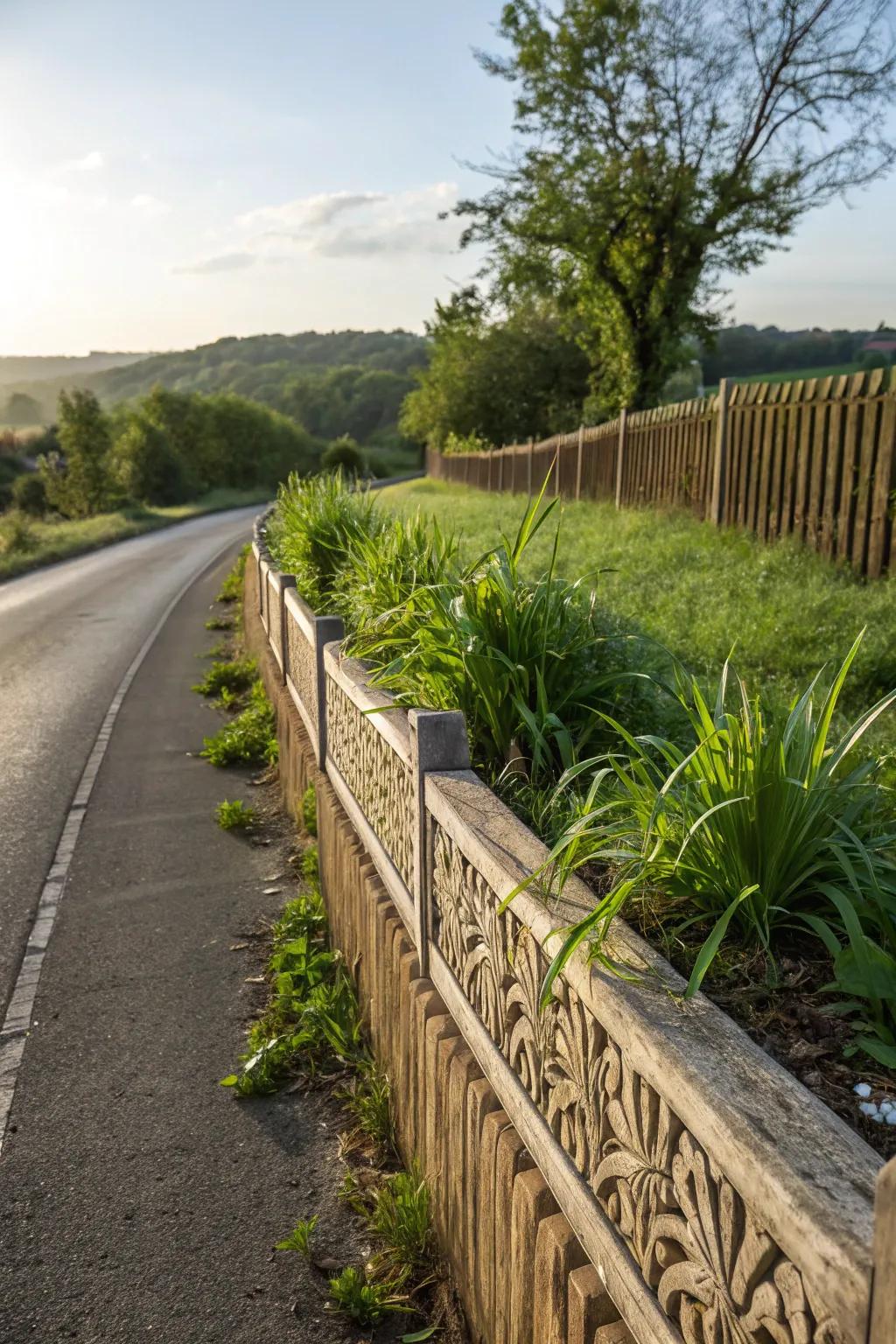 Low fences protect plants and add charm.