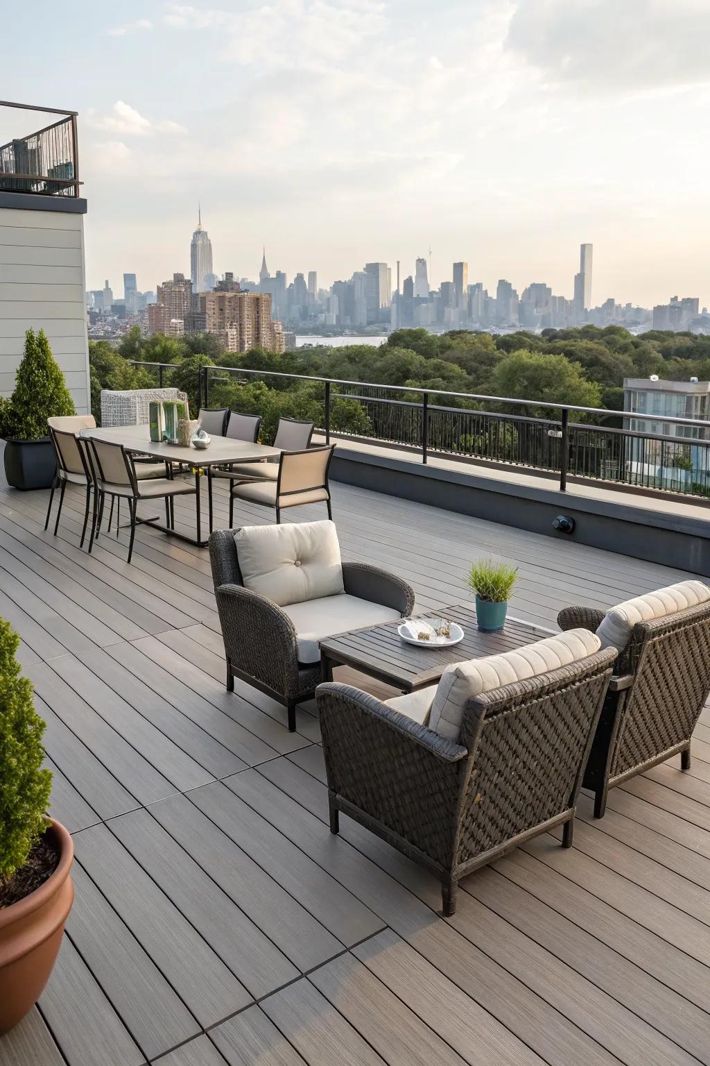 Durable decking providing a stylish and practical foundation.