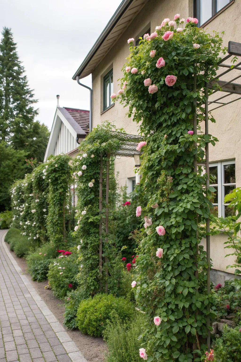 Maximize beauty with a vertical rose garden.