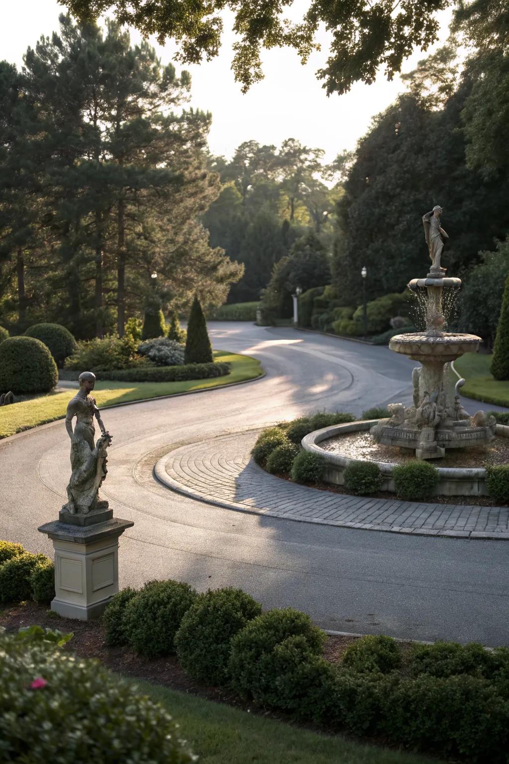 Artful statues add personality to your driveway.