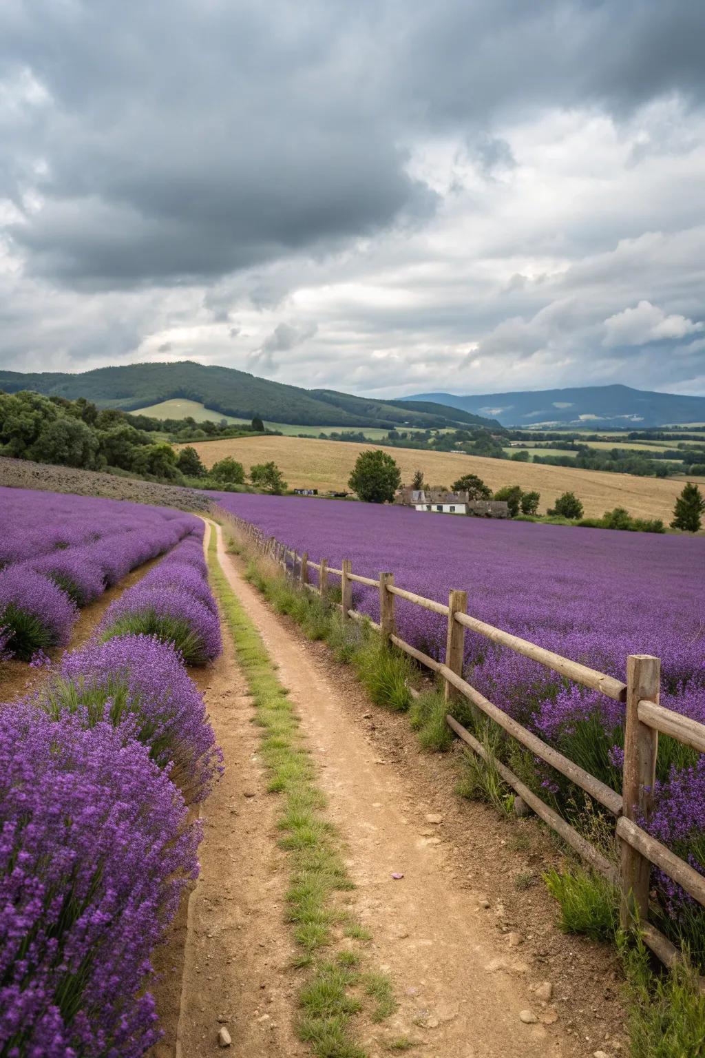 Lavender fields bring color and fragrance to rural landscapes.