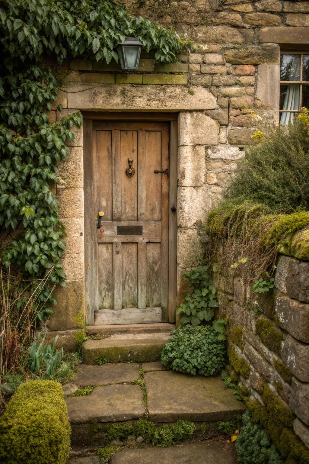 Stone framing enhances the rustic charm.
