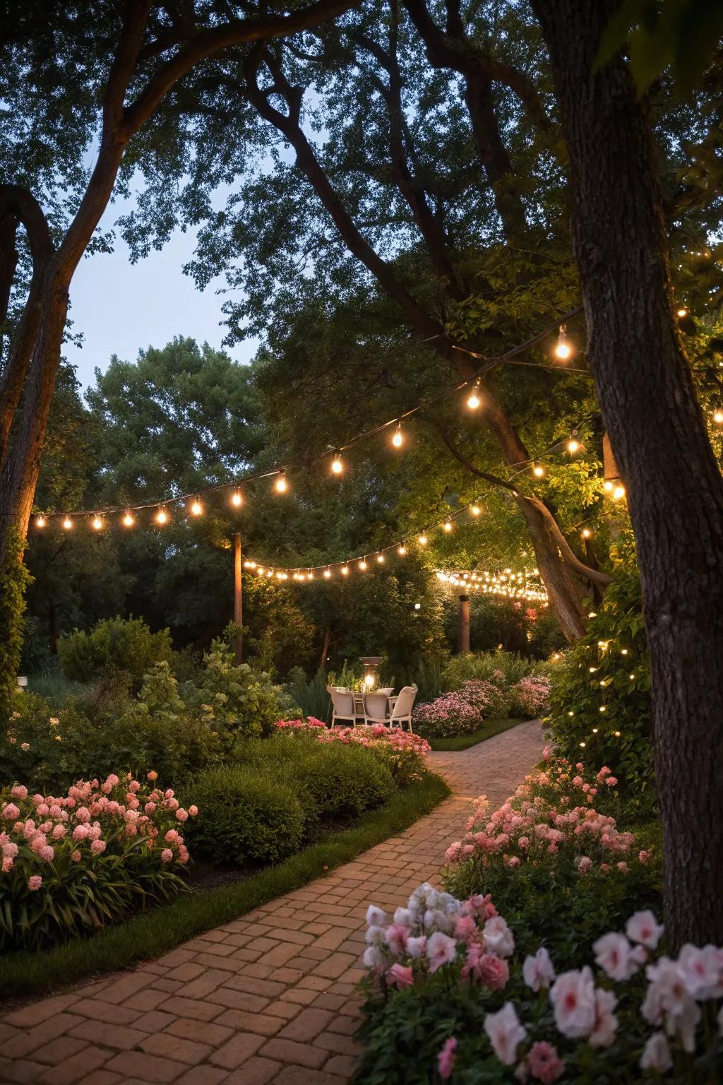 String lights add a magical touch to evening gatherings.