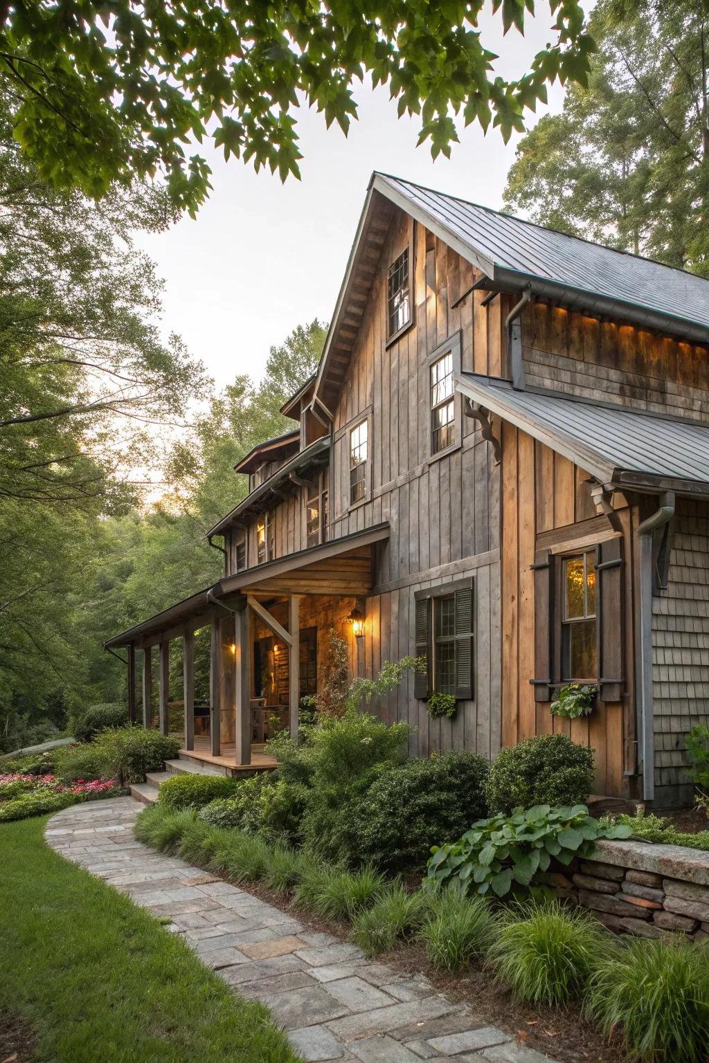 Mix of wood and metal for a modern rustic appeal