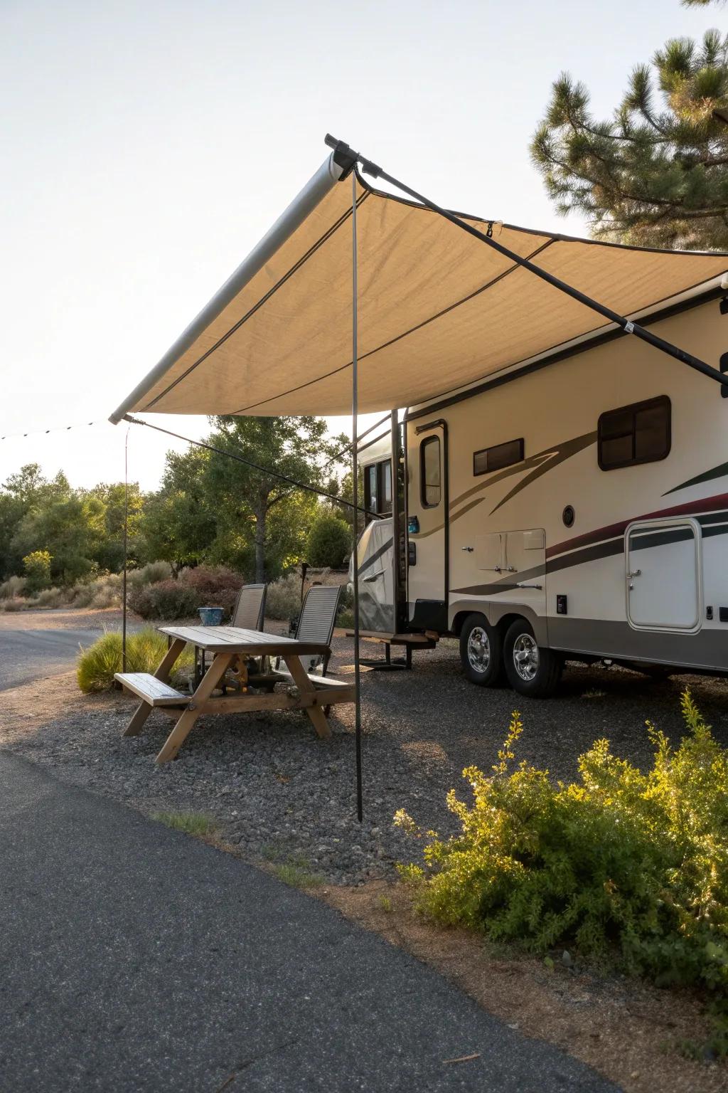 A sun shade offers protection and comfort.