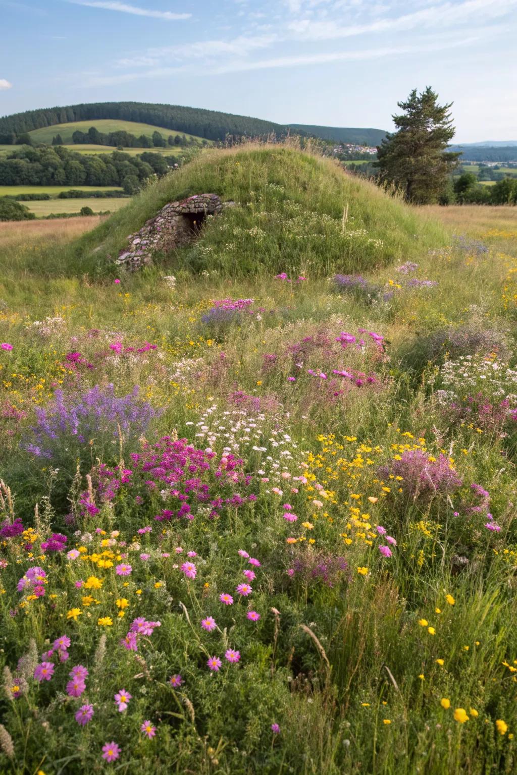 Blend your septic mound with a wildflower meadow.