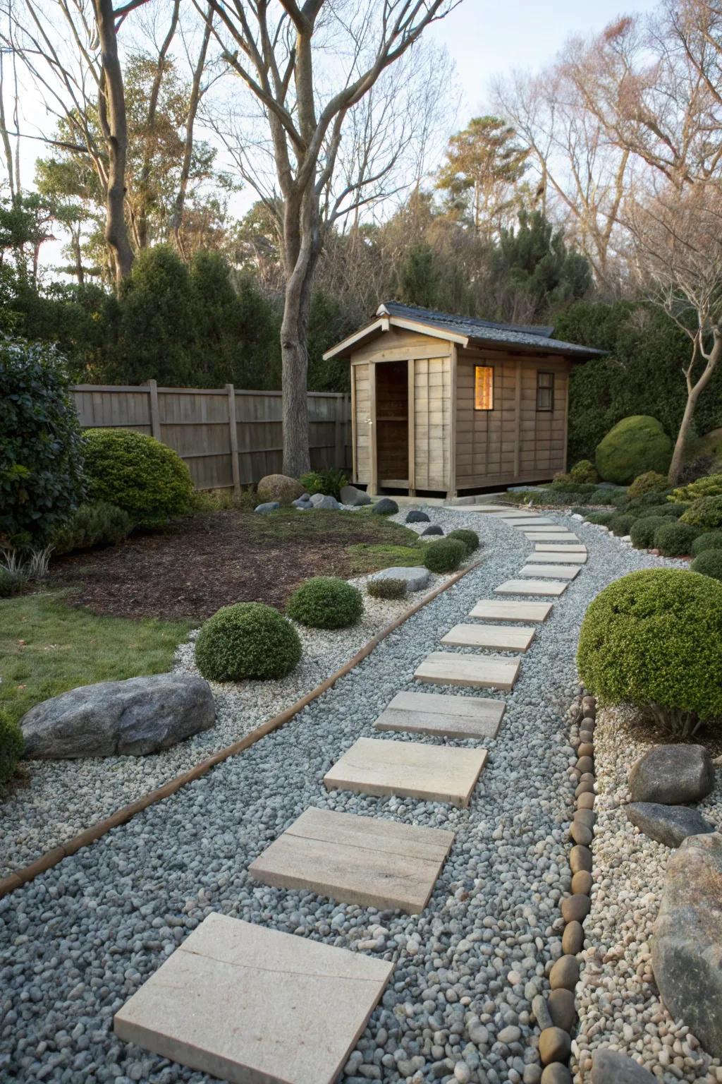 Pebble paths bring a touch of zen to your outdoor space.
