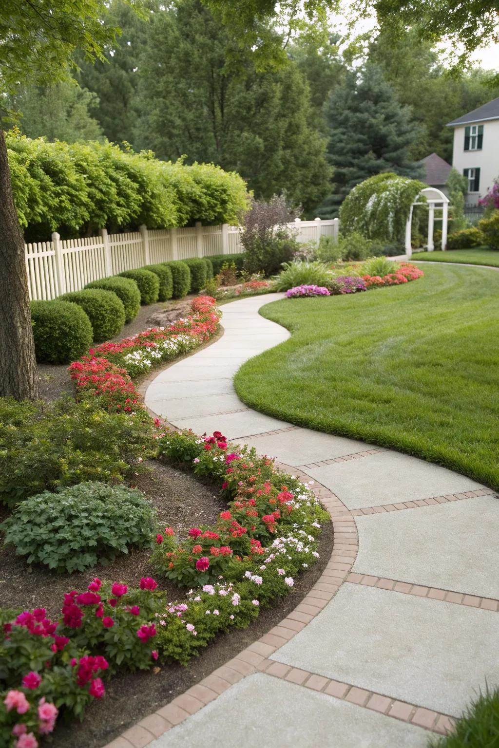 Curved edges that create a gentle, inviting flow in the landscape.