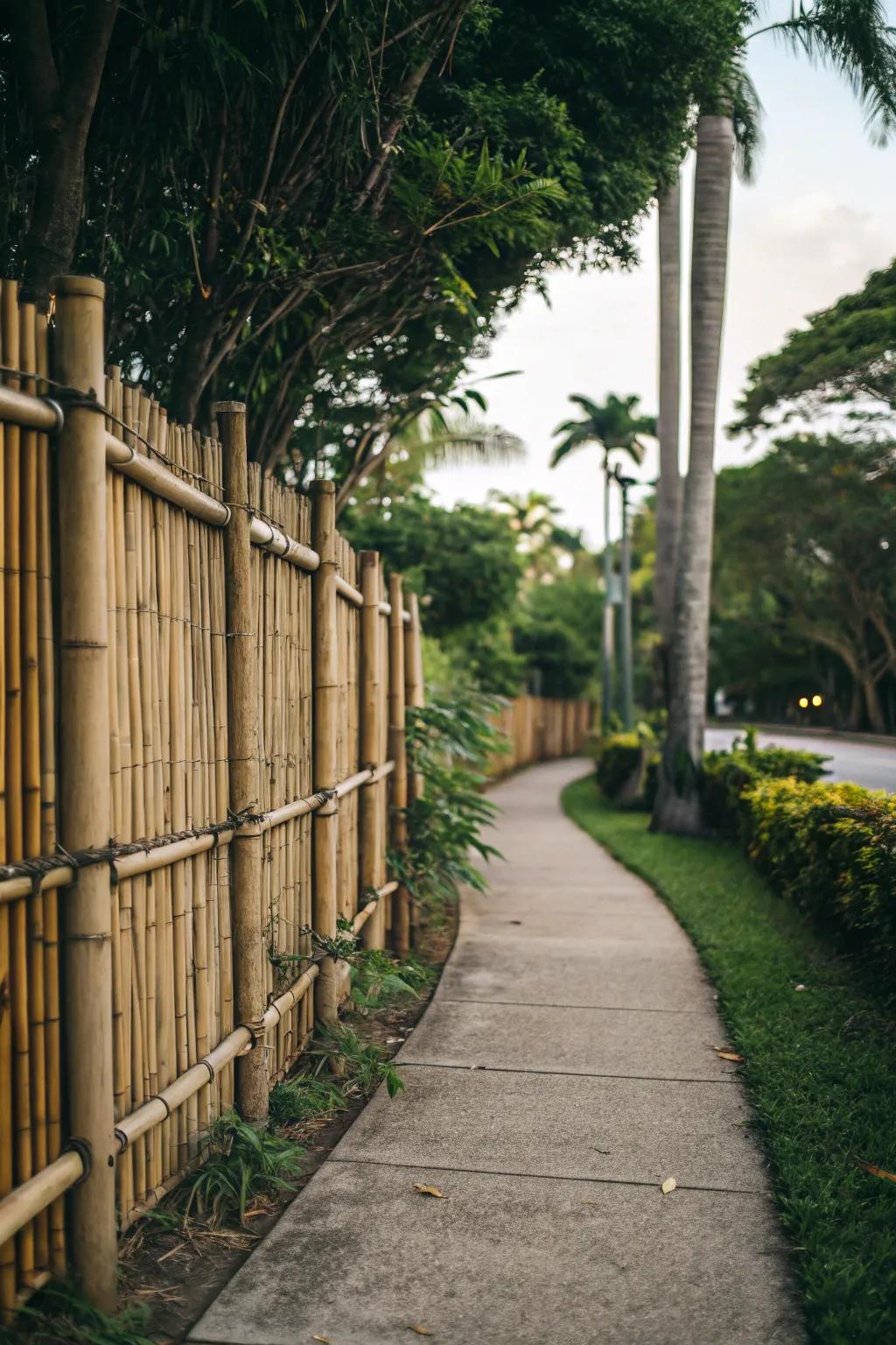 Bamboo fences offer strength and sustainability with an exotic flair.