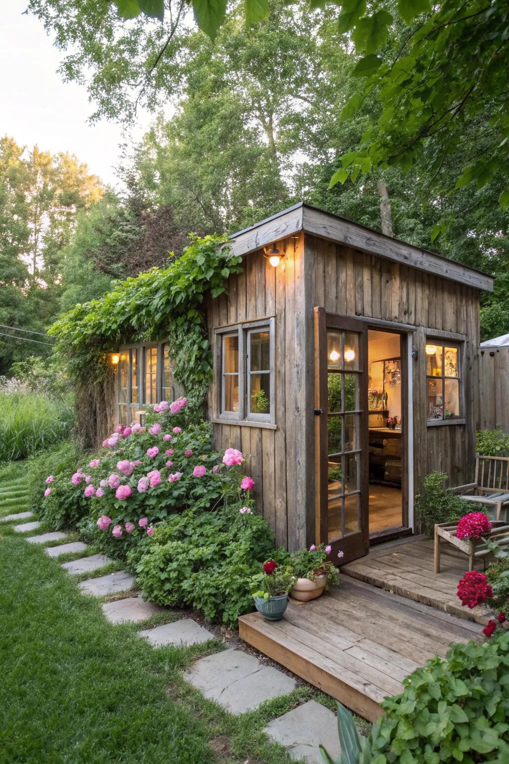 Reclaimed wood siding blends sustainability with beauty.