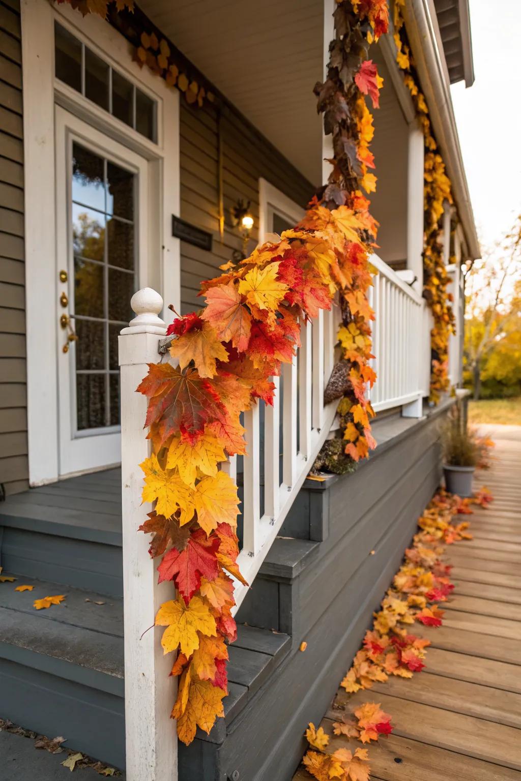 A garland of leaves adds elegance and seasonal color.