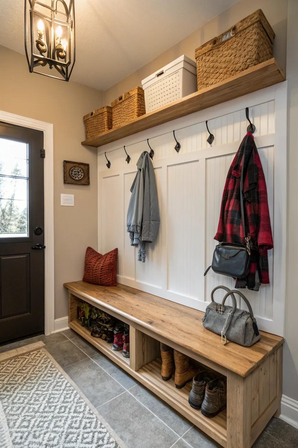 A mudroom in your garage helps manage dirt and clutter.